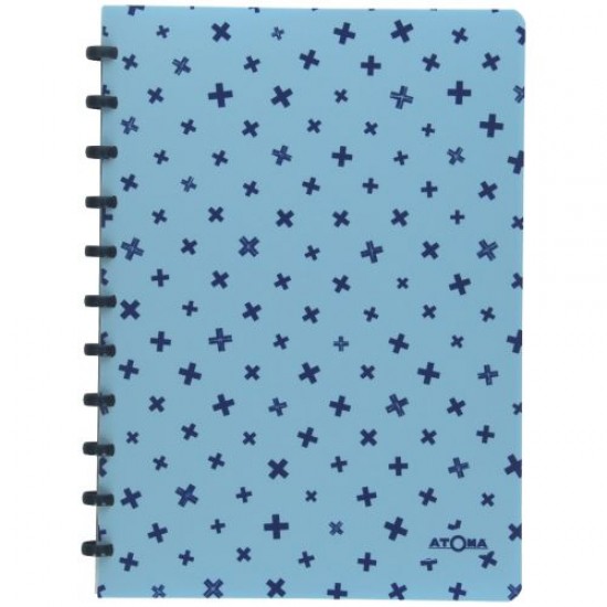 Caderno Atoma Pastel A4 Branco Pautado - Azul Claro e Azul Marinho Plus